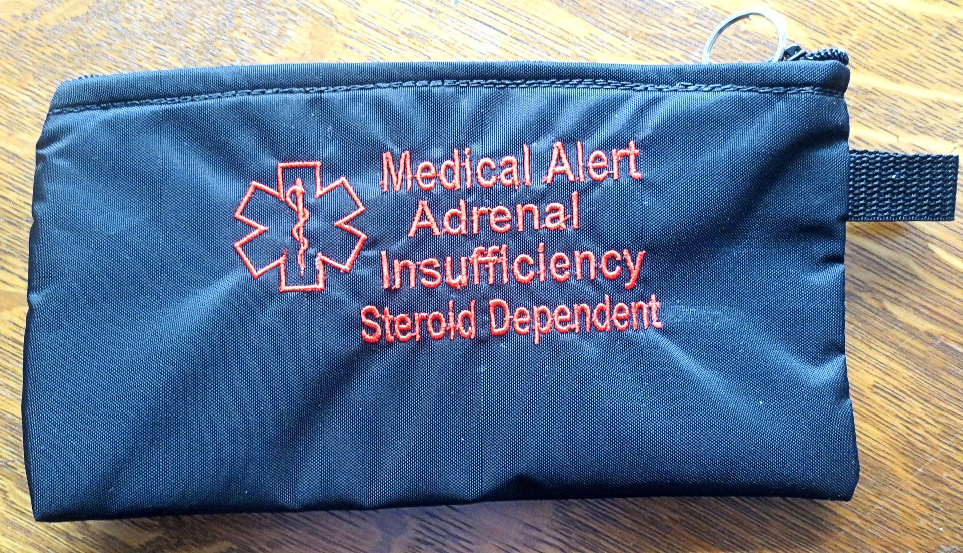 adrenal insufficiency toss in your bag zippered medical insulated case with alert label