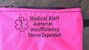 adrenal insufficiency toss in your bag zippered medical insulated case with alert label