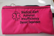 adrenal insufficiency toss in your bag zippered medical insulated case with alert label