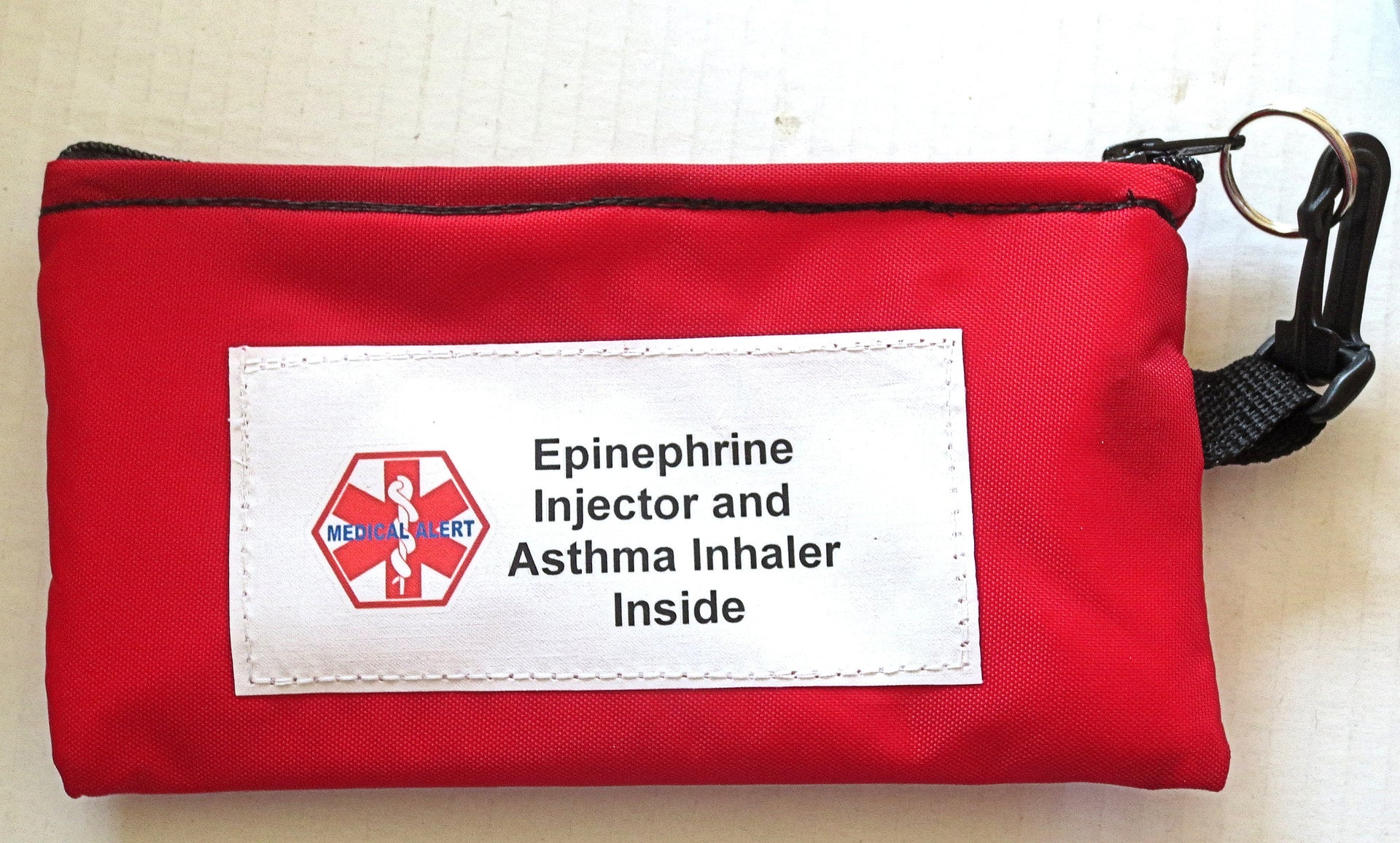 epinephrine +asthma alert medications medical label bag zippered insulated case