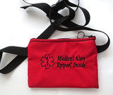 epinephrine insulated waist pouch bag or pack with embroidered medical alert label red / none
