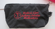 inhaler case / carrier large size embroidered medical alert + options