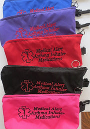 inhaler case / carrier large size embroidered medical alert + options