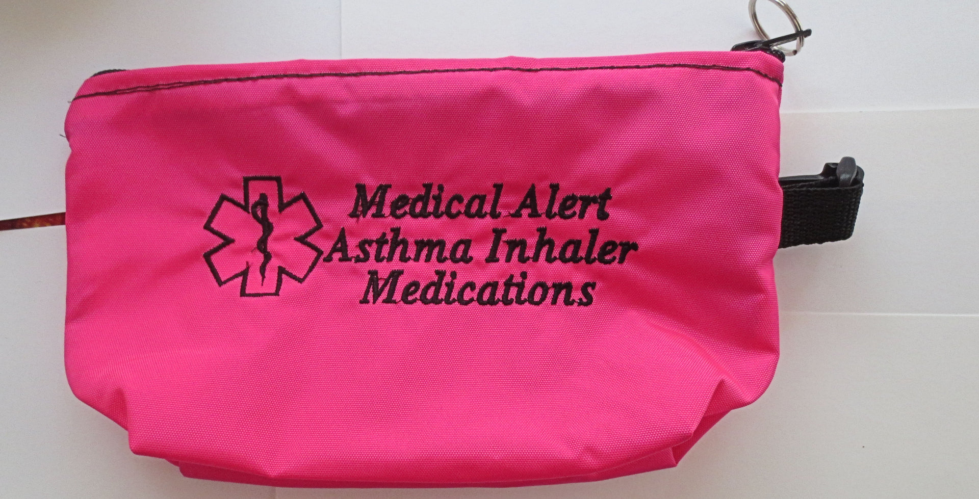 inhaler case / carrier large size embroidered medical alert + options