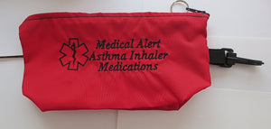 inhaler case / carrier large size embroidered medical alert + options