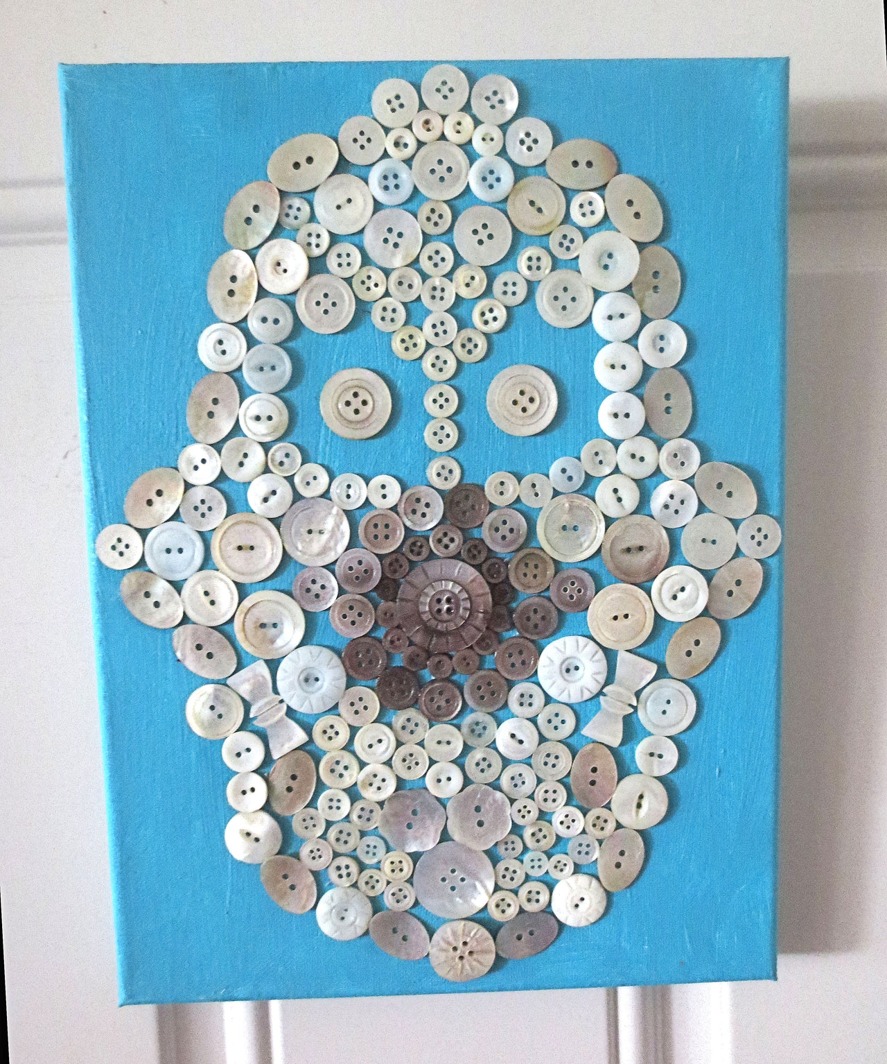 hamsa mother of pearl button art work hand of fatima chamesh