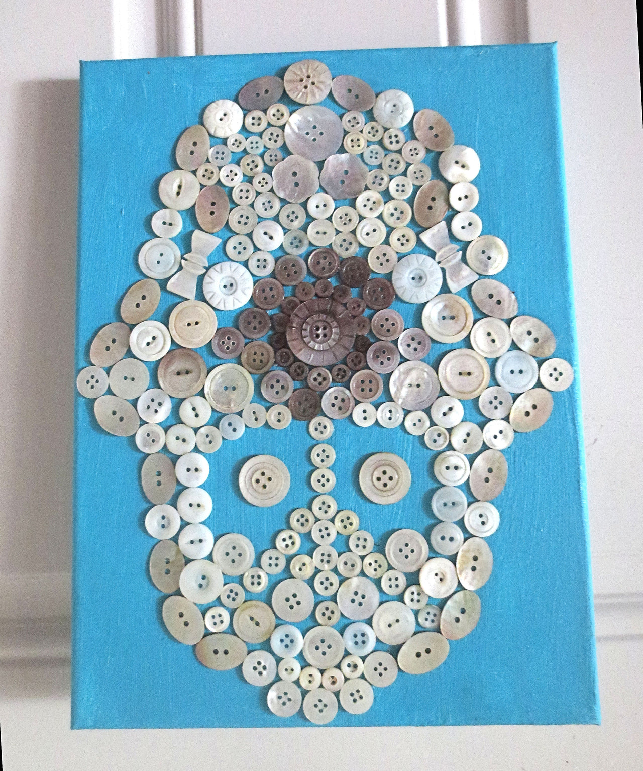 hamsa mother of pearl button art work hand of fatima chamesh