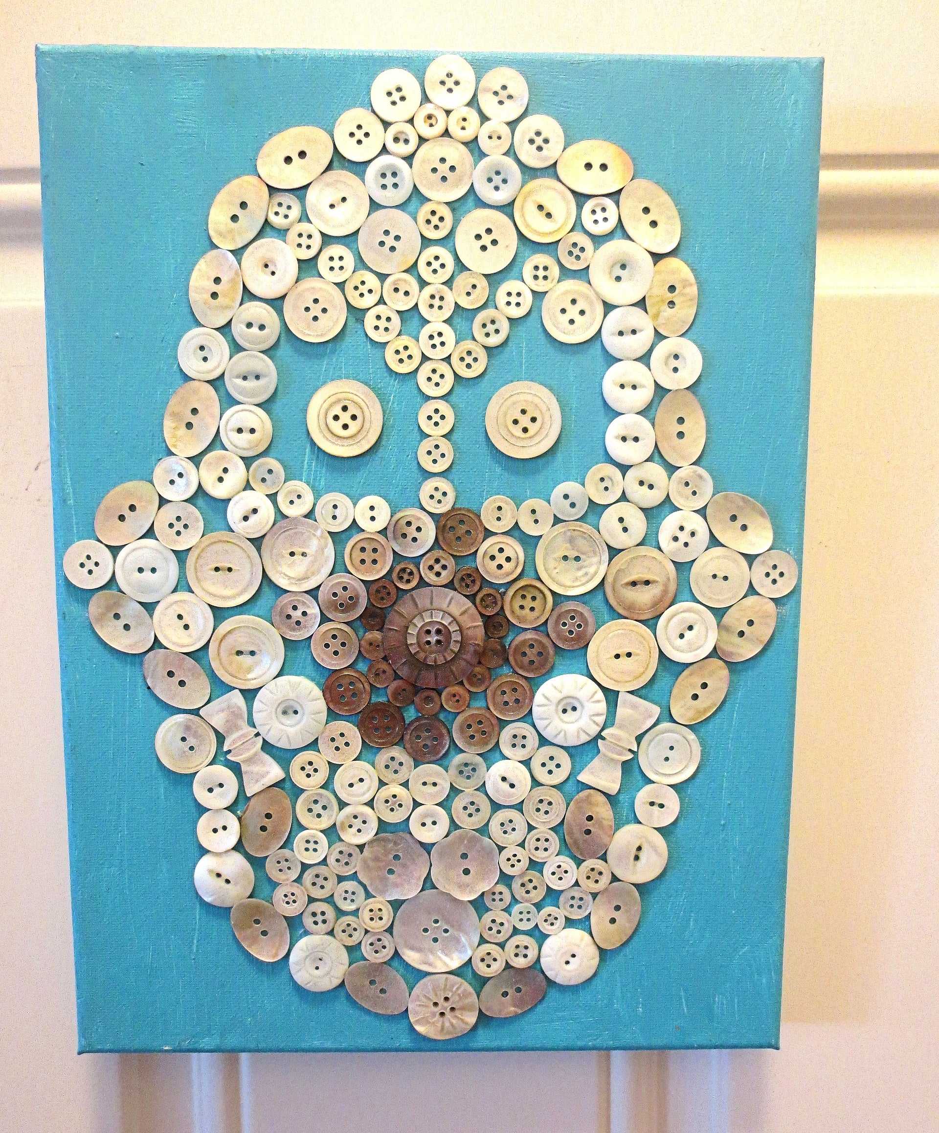 hamsa mother of pearl button art work hand of fatima chamesh