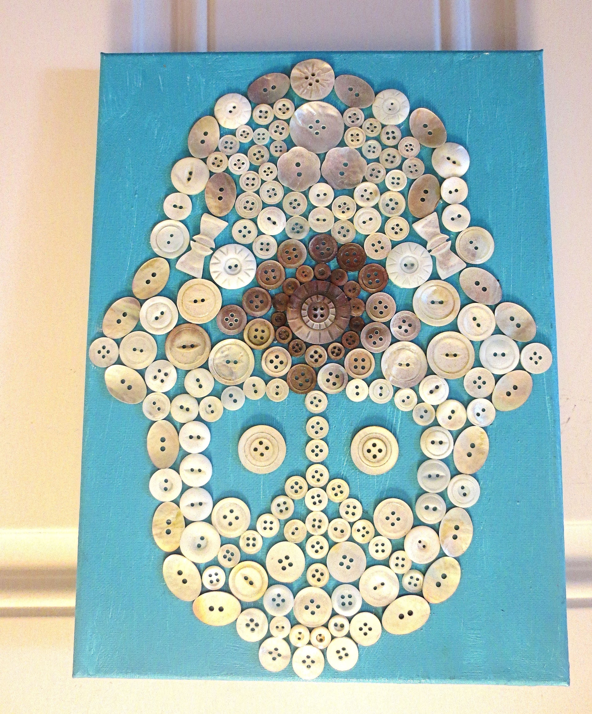 hamsa mother of pearl button art work hand of fatima chamesh