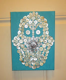 hamsa mother of pearl button art work hand of fatima chamesh