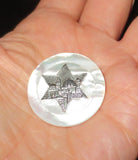 pin or brooch judaica charm mother of pearl button jerusalem star of david