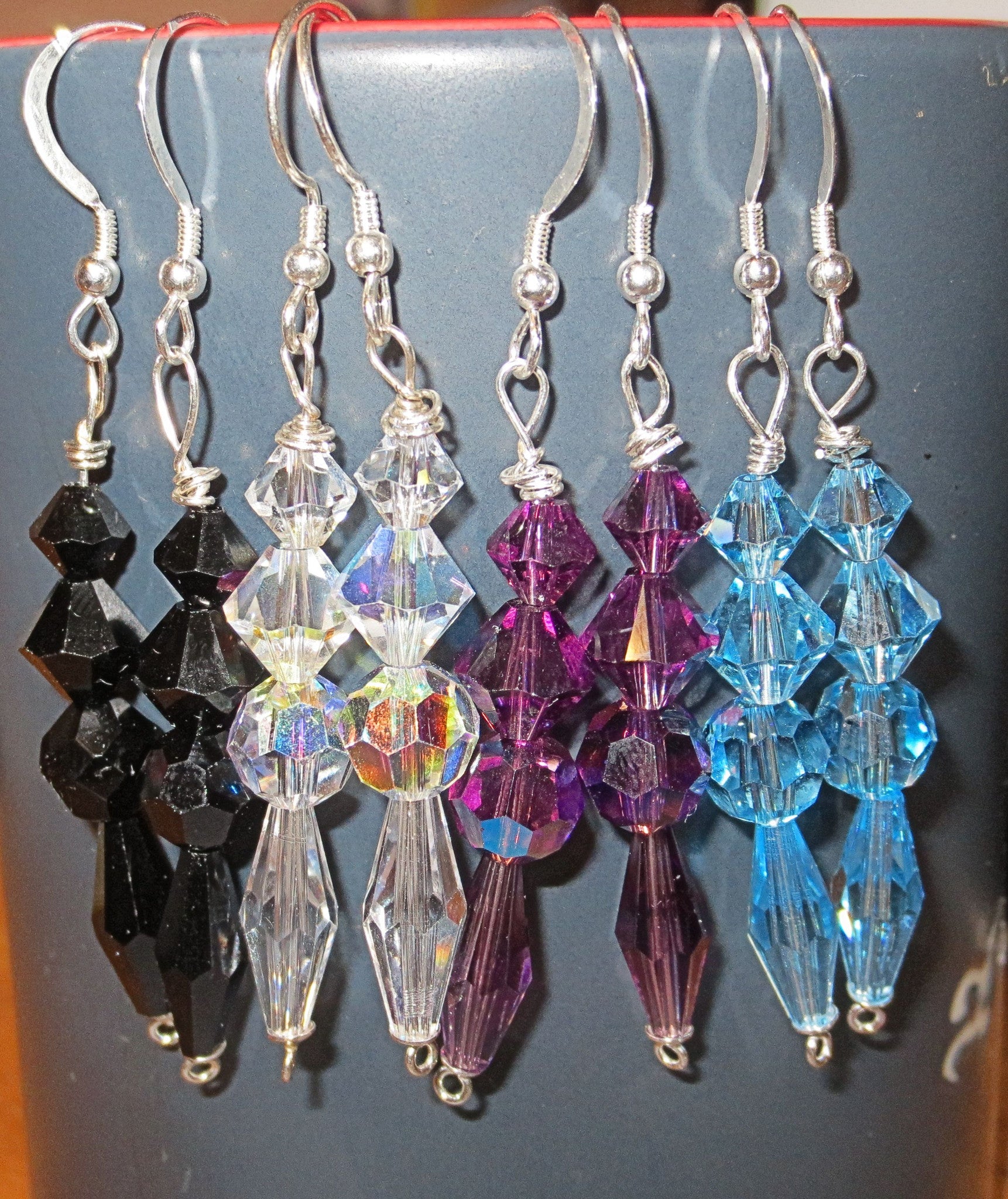long dangle swarovski crystal sterling silver earrings elegant earrings