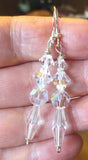 long dangle swarovski crystal sterling silver earrings elegant earrings clear white / sterling regular ear wires