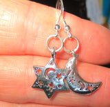 star of david silver charm earrings sterling silver ear wires