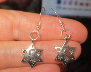 star of david silver charm earrings sterling silver ear wires