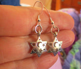 star of david silver charm earrings sterling silver ear wires cut out star of david / regular sterling ear wires