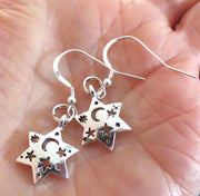 star of david silver charm earrings sterling silver ear wires