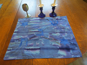 Batik Blue Purples Challah cover Shabbat Hebrew