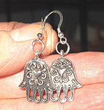 hamsa hand earrings  chamesh or hand of fatima silver charm jewelry