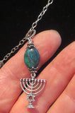 hanukkah menorah with beautiful gemstone pendant all sterling silver