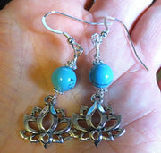 lotus flower silver earrings plain or with gemstones