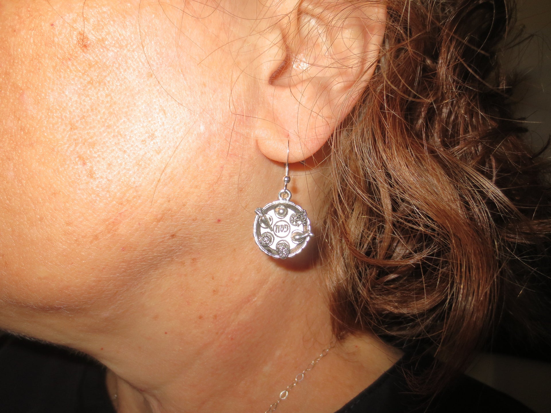 passover theme silver earrings