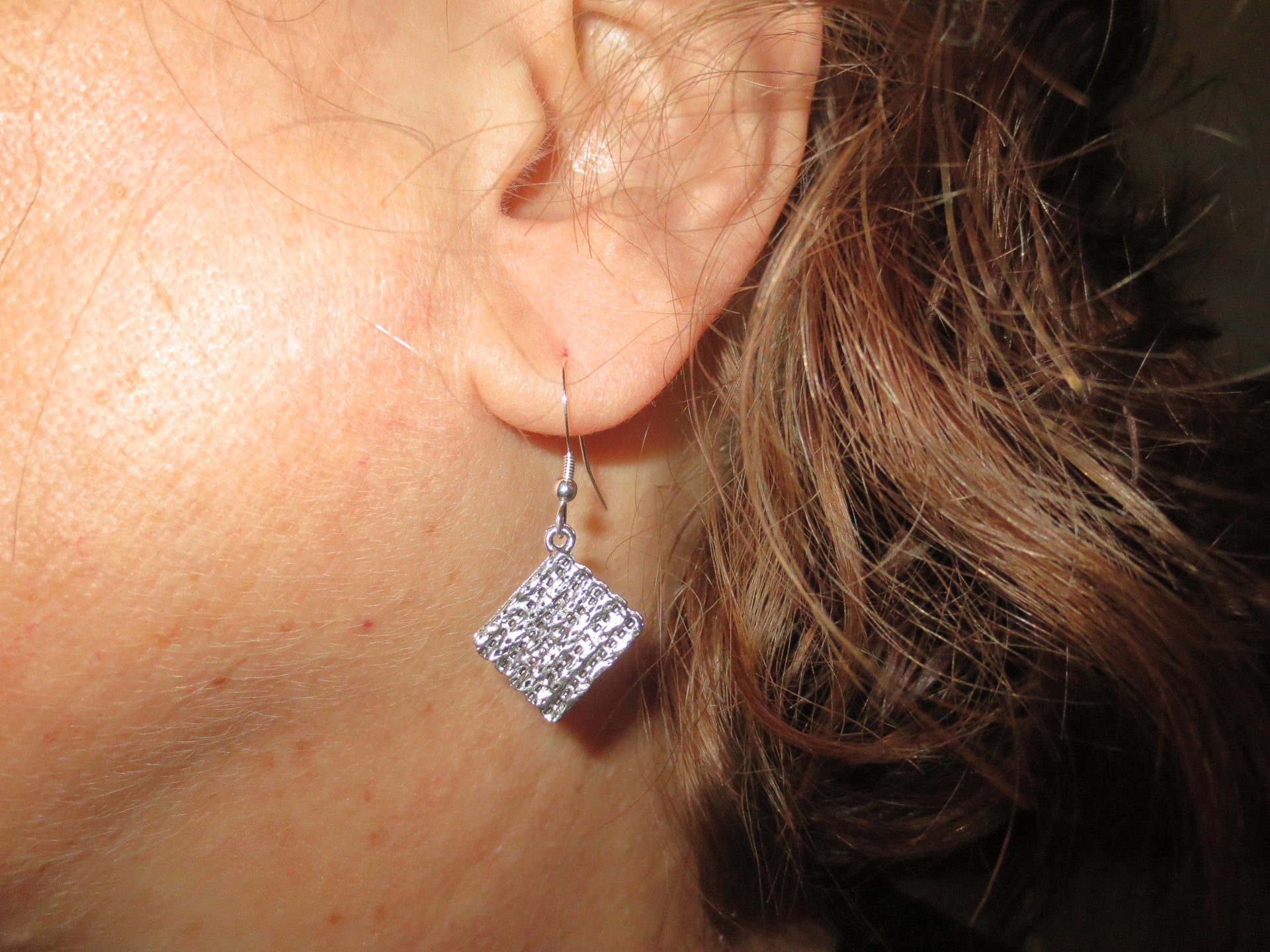 passover theme silver earrings