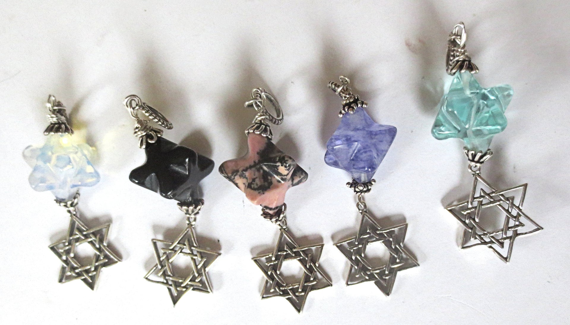 star of david beautiful merkaba gemstone pendant all sterling silver