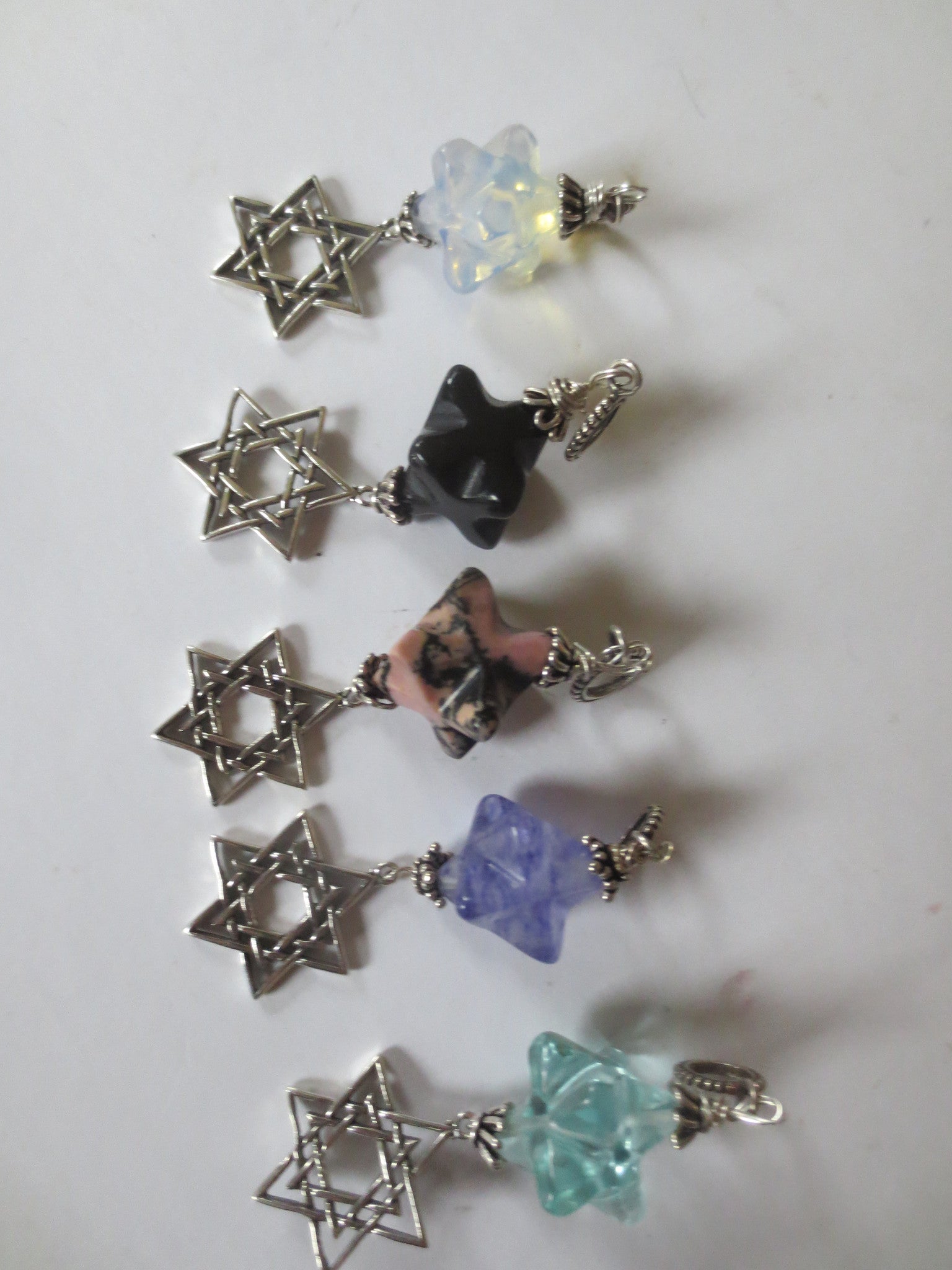 star of david beautiful merkaba gemstone pendant all sterling silver