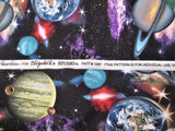 in space cotton fabric by the half yard elizabeth studios planets solar system outer space