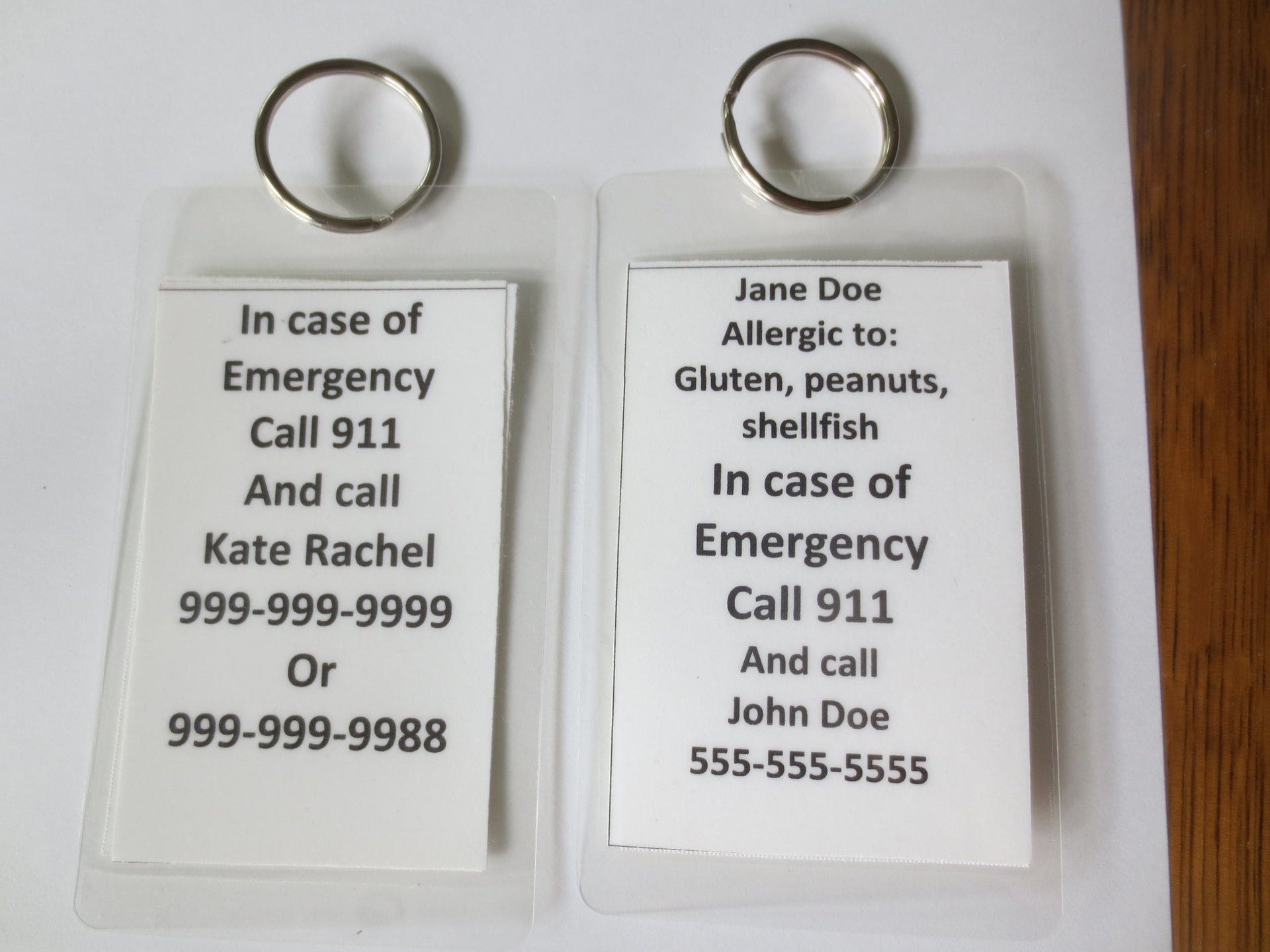 medical alert tag epipen ® auto-injector (epinephrine) inside laminated tag personalize