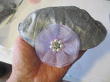 silk small kippah with accent flower pearls rhinestone silver / lilac