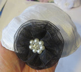 silk small kippah with accent flower pearls rhinestone