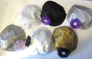 silk small kippah with accent flower pearls rhinestone