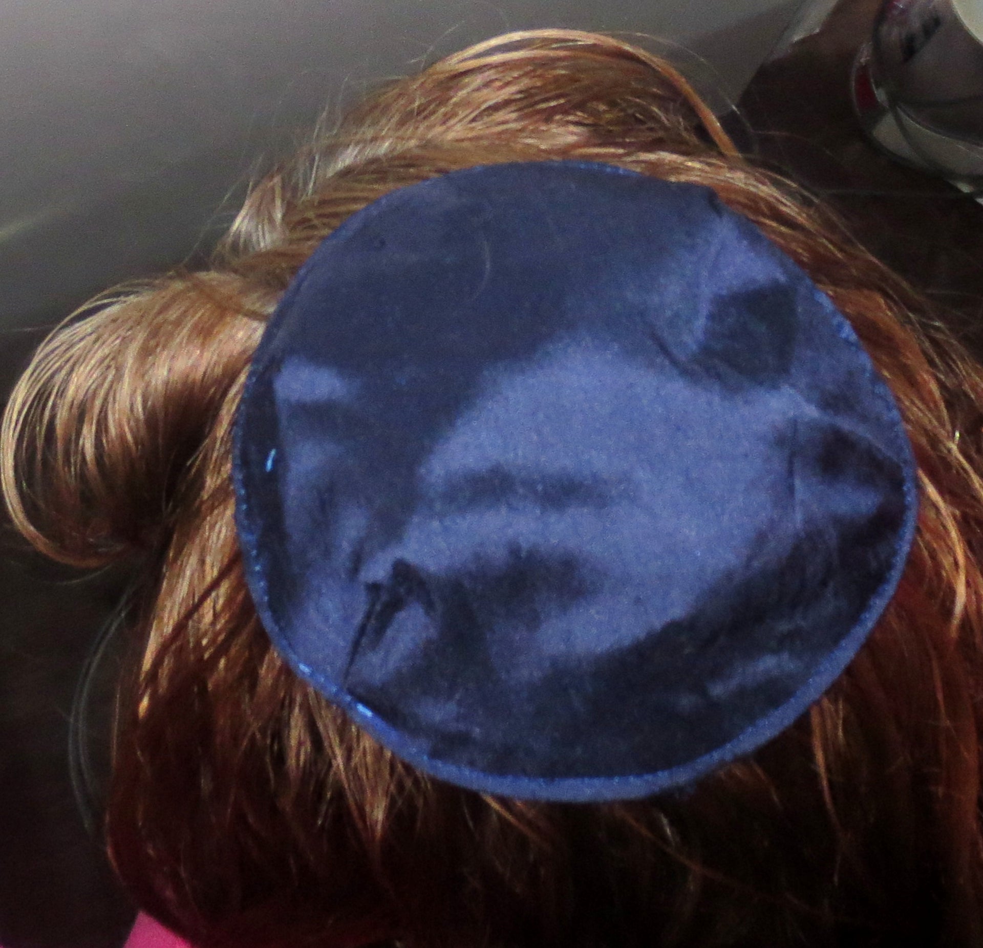 silk small kippah navy blue