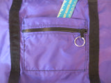 Purple zippered tote bag adjustable handles weather proof 2 outer zippered pockets
