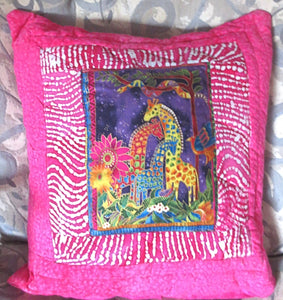 quilted jungle animals pillows pink with giraffes
