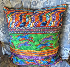 quilted pillow cover with mythical horses