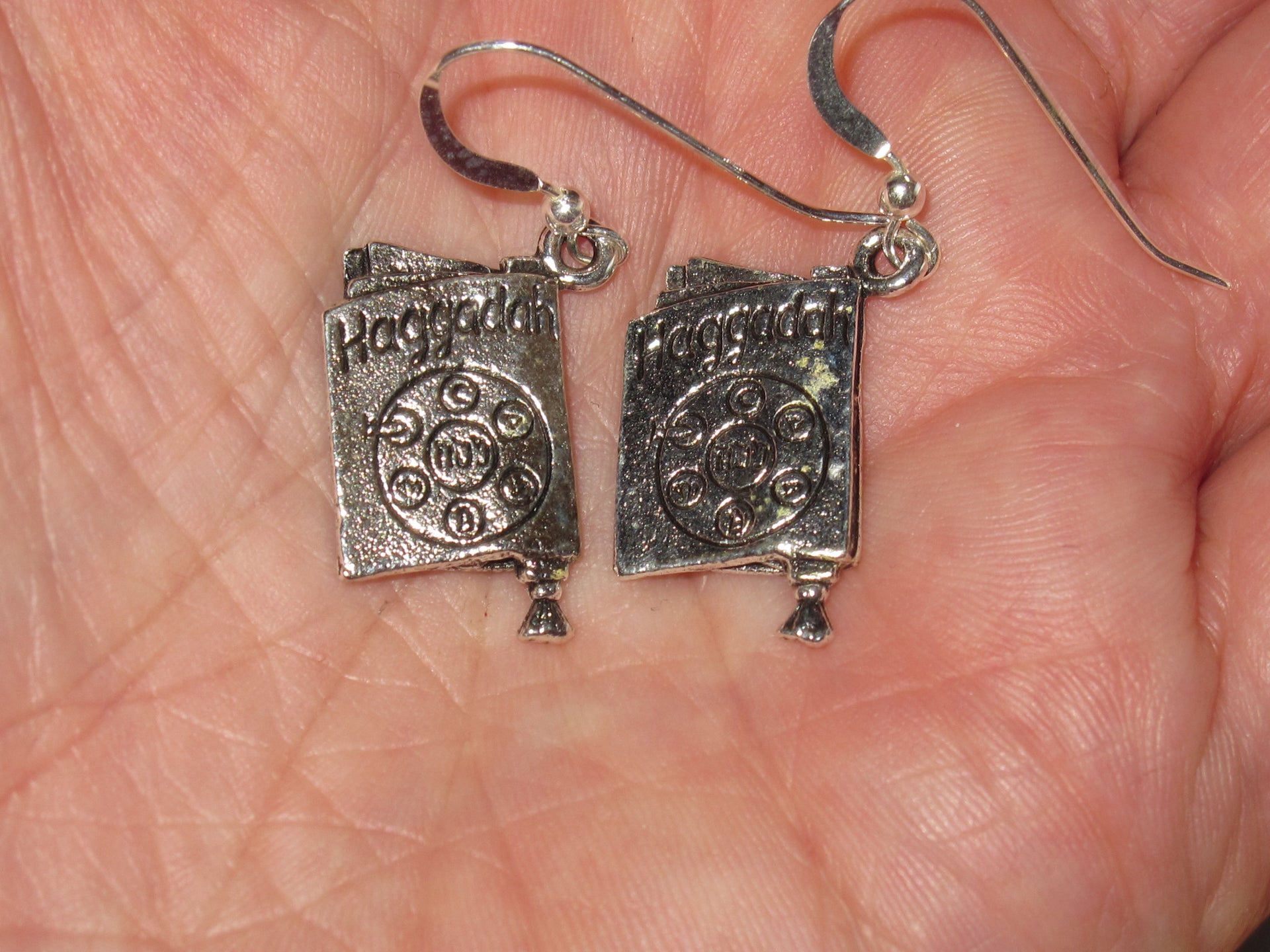 passover theme silver earrings