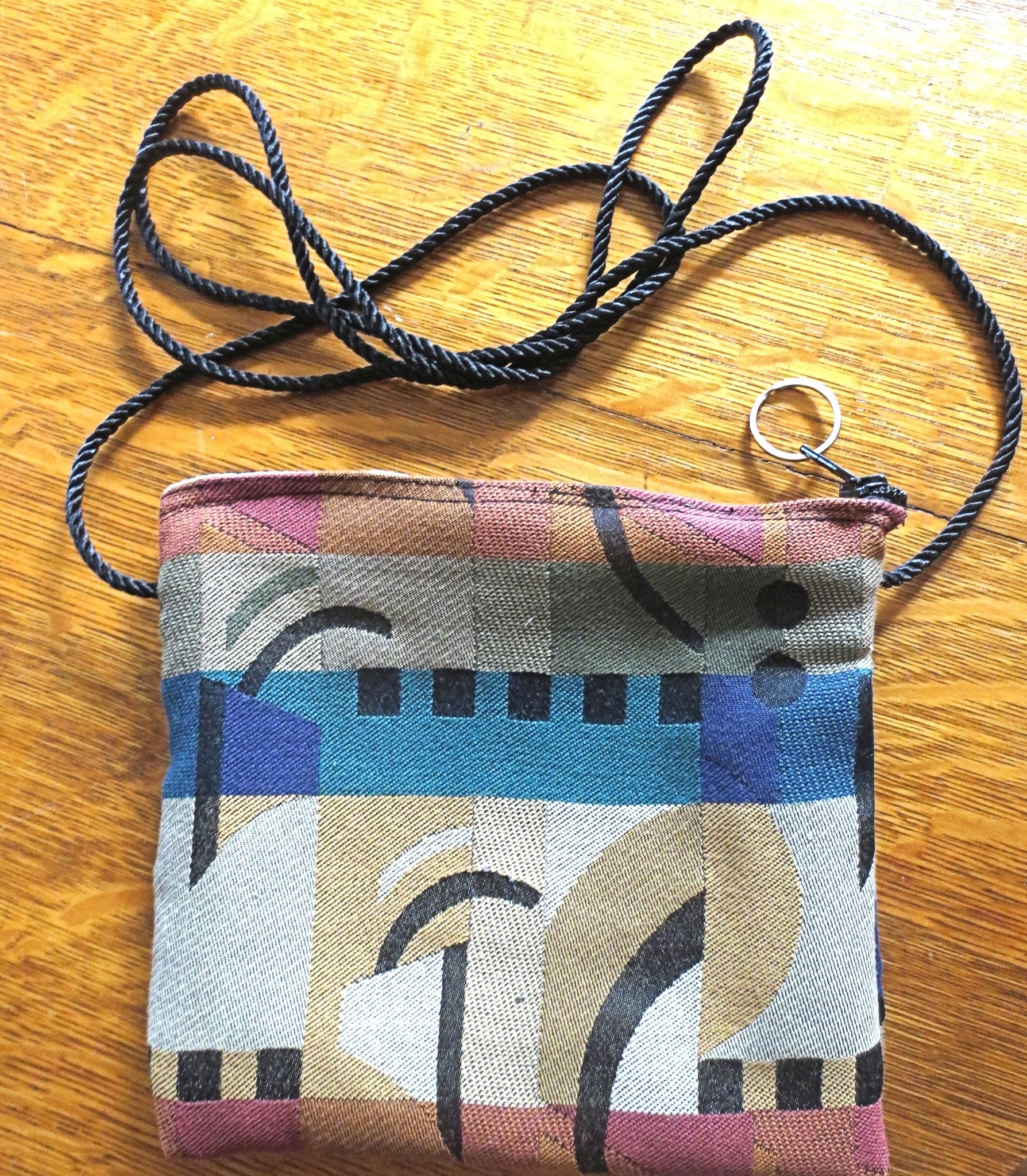 tapestry cross body purse --just the essentials tapestry purse -- mini wallet inside + phone slot --sling cross body waist wear