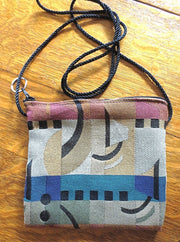 tapestry cross body purse --just the essentials tapestry purse -- mini wallet inside + phone slot --sling cross body waist wear art deco weave