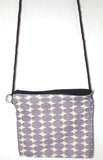 tapestry cross body purse --just the essentials tapestry purse -- mini wallet inside + phone slot --sling cross body waist wear lavendar oval weave
