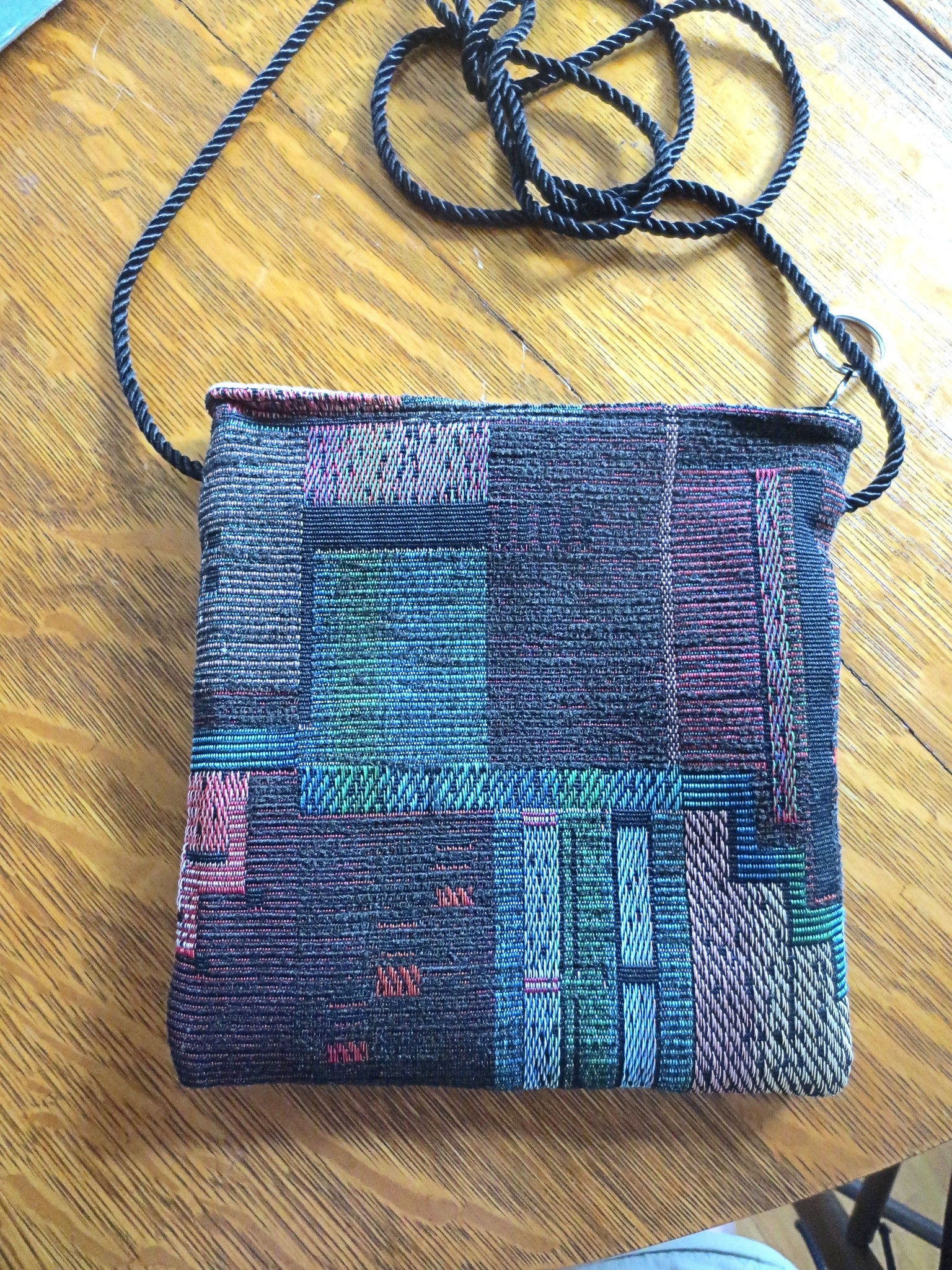 tapestry cross body purse --just the essentials tapestry purse -- mini wallet inside + phone slot --sling cross body waist wear