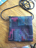 tapestry cross body purse --just the essentials tapestry purse -- mini wallet inside + phone slot --sling cross body waist wear multicolor funky geometric weave