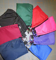 zippered pouches in two sizes extra small and small with choice of color and options to add