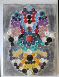 hamsa multicolored button art work with vintage buttons on canvas hand of miriam
