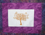 modern challah cover embroidered golden tree of life hebrew shabbat shalom purple leaves