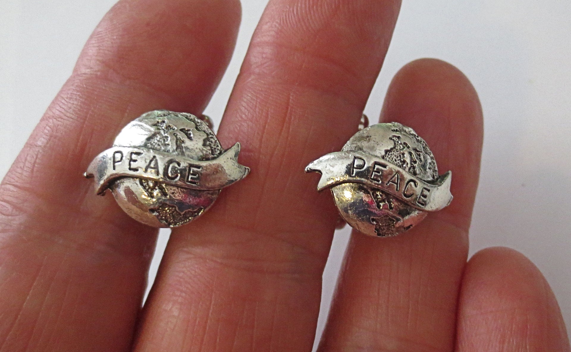 cufflinks sterling silver plated charms and components peace earth