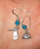 gemstone silver charm earrings for purim