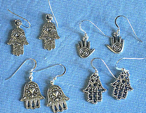 hamsa hand earrings  chamesh or hand of fatima silver charm jewelry